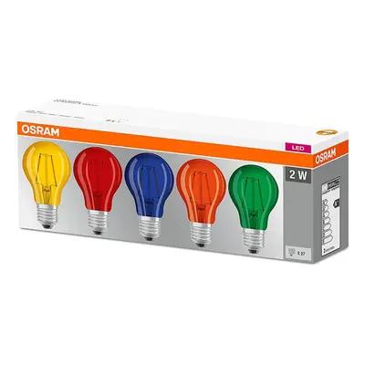 5PAK LED žárovka LED E27 A60 2W 235lm 2700K Teplá 300° Filament OSRAM Star Mix barev