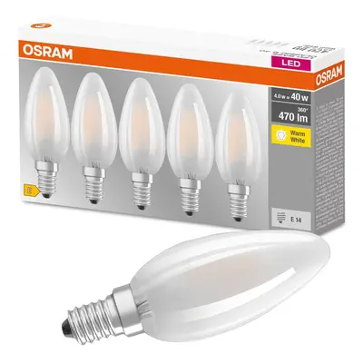 5PAK LED žárovka LED E14 B35 4W = 40W 470lm 2700K Teplá 300° Filament OSRAM