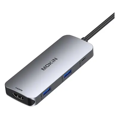 Rozbočovač MOKiN 7v1 USB-C na 2x USB 3.0 + 2x USB-C + SD + Micro SD + HDMI (stříbrný)