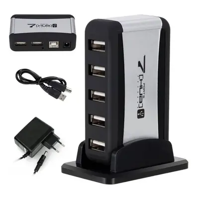 YT50 | Aktivní HUB USB 2.0 | rozbočovač pro 7 USB portů černá