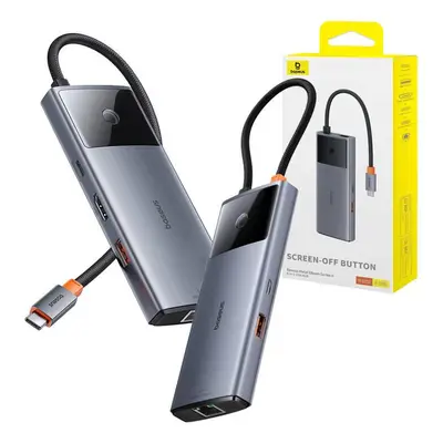 Rozbočovač 6v1 Baseus Metal Gleam 2 Series, USB-C na 2xUSB 3.0 +USB-C + HDMI + USB-C PD + Ethern