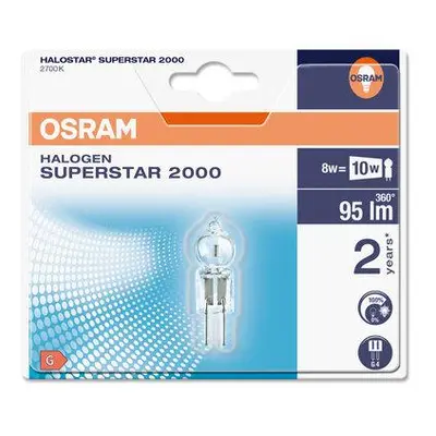 2x Žárovka halogen G4 8W = 10W 95lm 2700K Teplá 100CRI 360° 12V OSRAM HALOSTAR Stmívatelná