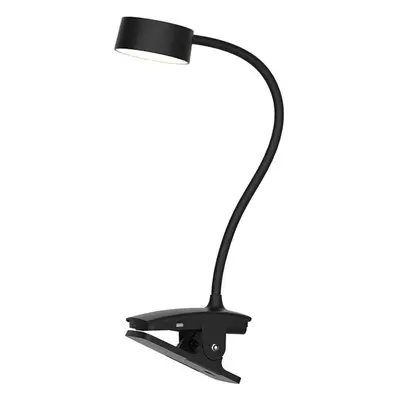 Solight LED stolní nabíjecí lampička, 2W, 210lm, 3CCT, černá, clip