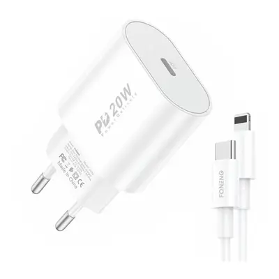 Foneng EU39 1x síťová nabíječka USB PD 3.0 + kabel USB C na Lightning