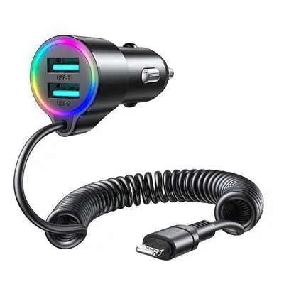 Nabíječka do auta Joyroom JR-CL25, 2x USB + Lightning kabel (černá)