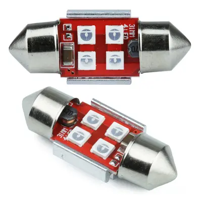 Auto LED žárovka C5W 4 SMD 3535 CAN BUS modrá 31 mm