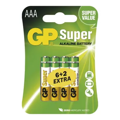 Alkalická baterie GP Super AAA (LR03) 8 ks