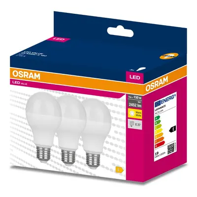 3PAK LED žárovka LED E27 A60 19W = 150W 2452lm 2700K Teplá 200° OSRAM VALUE