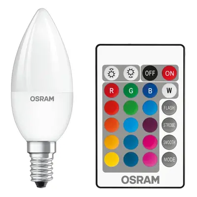 LED žárovka LED E14 B35 4,5W = 25W 250lm RGBW 180° OSRAM Star + Ovladač