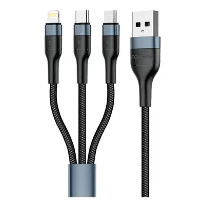 Kabel 3 v 1 z USB na USB-C / Micro USB / Lightning Foneng X51, 3A, 1 m (černý)