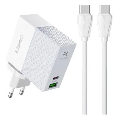 LDNIO A2620C USB, USB-C 65W síťová nabíječka + kabel USB-C - USB-C