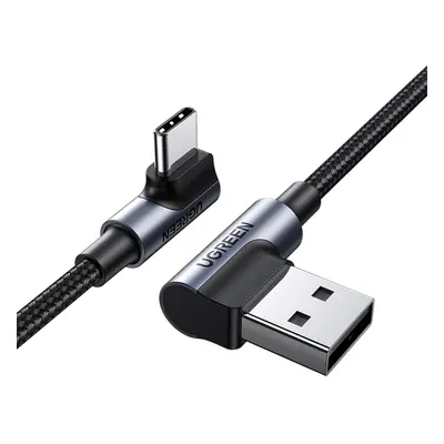 Ugreen 90° úhlový kabel USB C - USB 2.0 480Mb/s 3A 3m černý (US176)