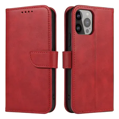 Peněženkové pouzdro s klopou pro iPhone 15 Pro Magnet Case - červené