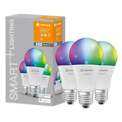 3PAK LED žárovka LED E27 A60 9W 806lm CCT RGB LEDVANCE SMART+ WiFi Stmívatelná