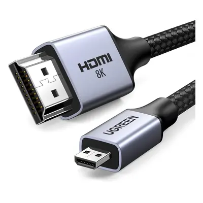 Kabel adaptéru micro HDMI - HDMI 2.1 8K 2m Ugreen HD164 - šedý