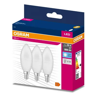 3PAK LED žárovka LED E14 B35 7W = 60W 806lm 4000K Neutrální 200° OSRAM VALUE