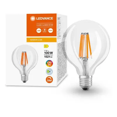 LED žárovka Globe E27 G95 11W = 100W 1521lm 4000K Neutrální 300° CRI90 Filament Stmívatelná LEDV