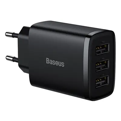 Baseus Kompaktní síťová nabíječka 3x USB 17W černá (CCXJ020101)