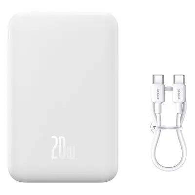 Powerbanka Baseus Magnetic Mini 20000 mAh 20W - bílá + kabel USB-C / USB-C