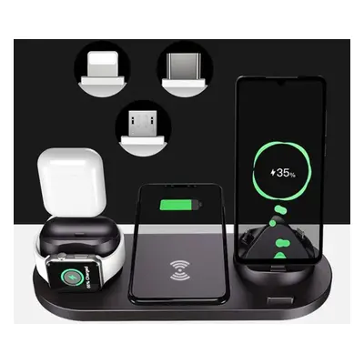 WD-01 | QI dock pro Apple iPhone Airpods Watch | 15W bezdrátová nabíječka | 3 konektory - USB-C 