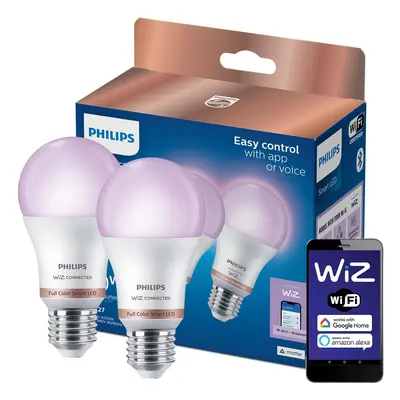 2x LED žárovka LED E27 A60 8,5W = 60W 2200-6500K + RGB SMART WiFi Philips WiZ