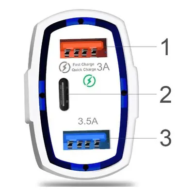 CA-005 | 2x USB 1x rychlonabíječka do auta Type-C | Quick Charge 3.0 rychlé nabíjení | Ambientní