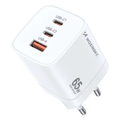 GaN Wozinsky CGWCW 65W síťová nabíječka USB-A / 2 x USB-C - bílá