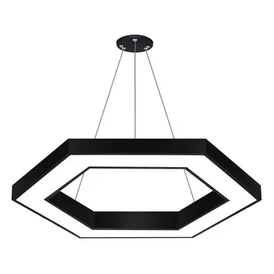 LPL-002 | Závěsné LED stropní svítidlo 60W | šestiúhelník | hliník | CCD nebliká | Φ100x6 černá