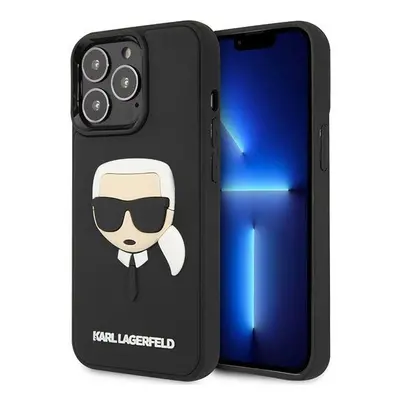 3D gumové pouzdro Karl Lagerfeld Karl's Head pro iPhone 14 Pro - černé