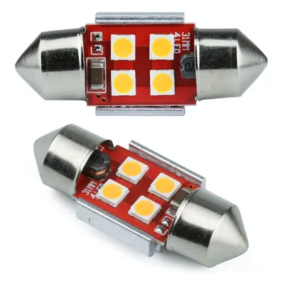 Auto LED žárovka C5W 4 SMD 3535 CAN BUS oranžová 31 mm