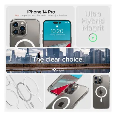 Spigen Ultra Hybrid Mag pouzdro s MagSafe pro iPhone 14 Pro - průhledné bílé