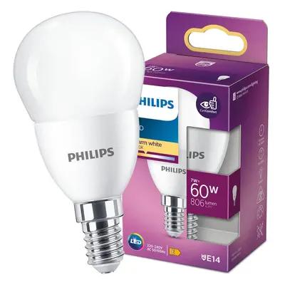 LED žárovka LED E14 P48 7W = 60W 806lm 2700K Teplá PHILIPS