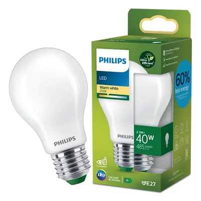 LED žárovka LED E27 A60 2.3W = 40W 485lm 2700K Teplá Filament PHILIPS Ultra Efficient