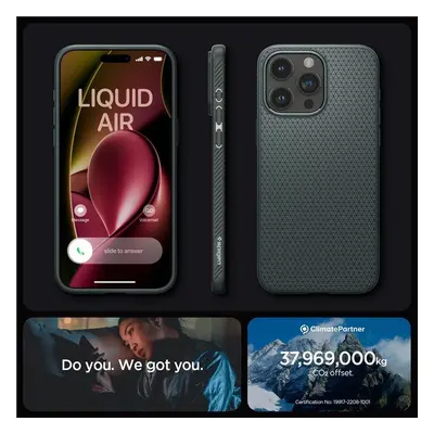 Pouzdro Spigen Liquid Air pro iPhone 15 Pro - tmavě zelené