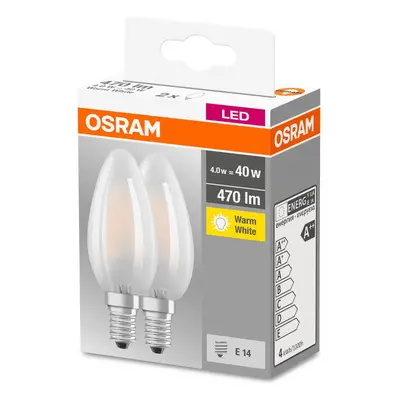 2PAK LED žárovka LED E14 B35 4W = 40W 470lm 2700K Teplá 300° Filament OSRAM Base