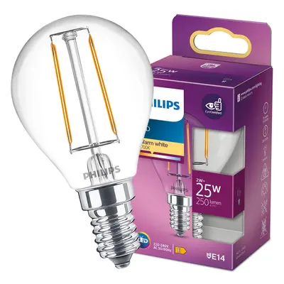 LED žárovka LED E14 P45 2W = 25W 250lm 2700K Teplá Filament PHILIPS