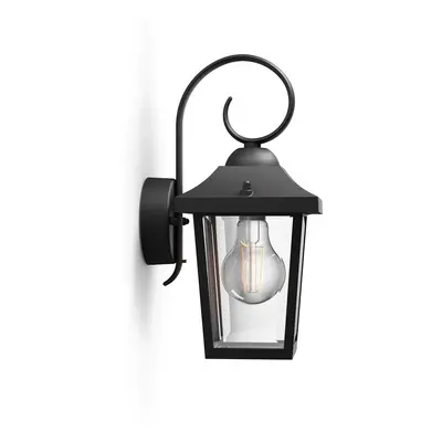 Fasádní nástěnné svítidlo BUZZARD E27 IP44 černá lampa PHILIPS