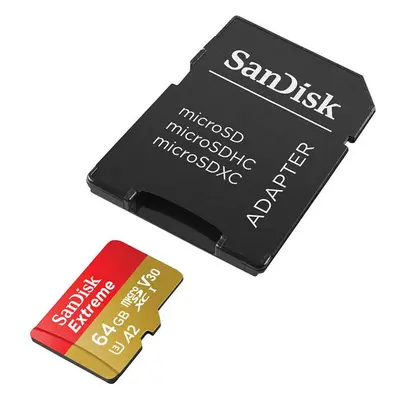 Paměťová karta SANDISK EXTREME microSDXC 64 GB 170/80 MB/s UHS-I U3 ActionCam (SDSQXAH-064G-GN6A