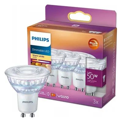 Sada 3x LED žárovka GU10 PAR16 3.8W = 50W 345lm 2700 Teplá 36° PHILIPS Stmívatelná