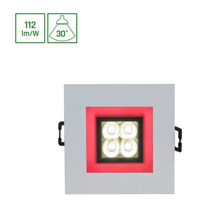 FIALE 4LED 4X1W 30DEG 230V SQUARE Teplá bílá LED SPOT červená FRAME