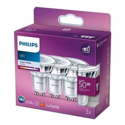 Sada 3x LED žárovka GU10 PAR16 4.6W = 50W 390lm 4000K Neutrální 36° PHILIPS