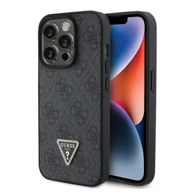 Kožené pouzdro Guess 4G Diamond Triangle pro iPhone 15 Pro - černé