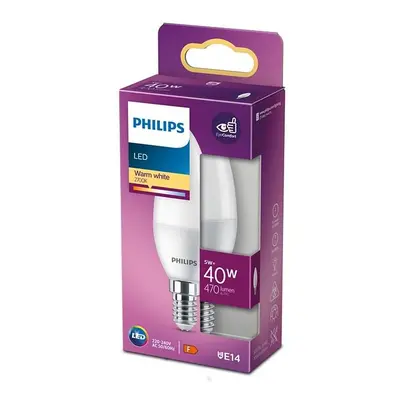 LED žárovka svíčka E14 B35 4.9W = 40W 470lm 2700K Teplá PHILIPS