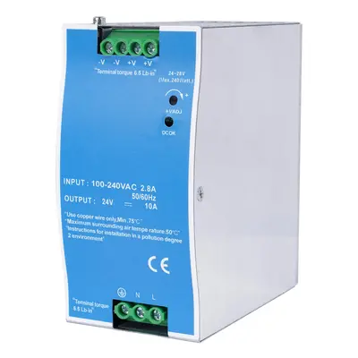 DIN RAIL Výkon Supply 240W 24V/20A