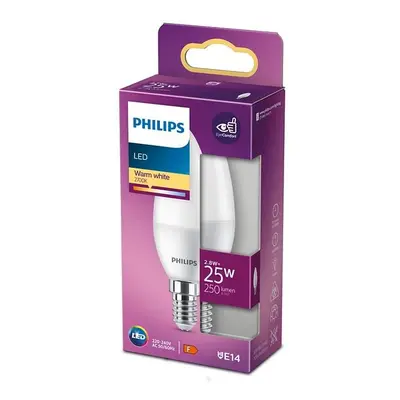 LED žárovka svíčka E14 B35 2.8W = 25W 250lm 2700K Teplá PHILIPS