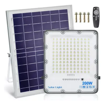 Set LED reflektor 200W + Solární panel 6V/12W s dálkovým ovládáním | 3500lm, 9000mAh, IP66