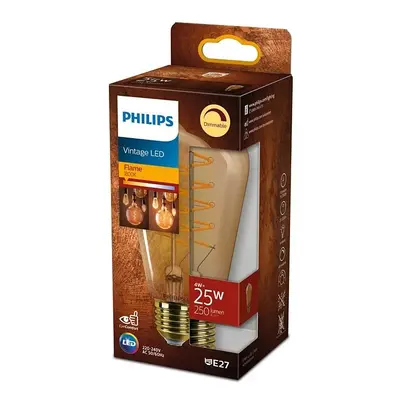 LED žárovka Edison E27 ST64 4W = 25W 250lm 1800K Teplá Filament PHILIPS Stmívatelná