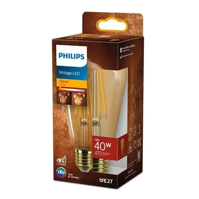 LED žárovka Edison E27 ST64 7W = 40W 470lm 1800K Teplá Filament Jantar PHILIPS