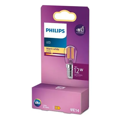 LED žárovka svíčka E14 S26 1W = 12W 110lm 2700K Teplá 270° Filament PHILIPS