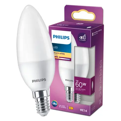 LED žárovka LED E14 B35 7W = 60W 806lm 2700K Teplá PHILIPS